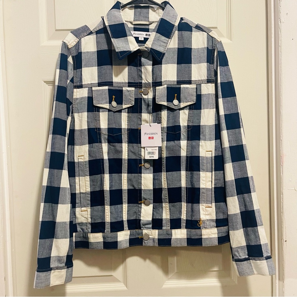 UNIQLO x JW Anderson Cotton Men’s Blue Flannel Plaid Shirt size Large